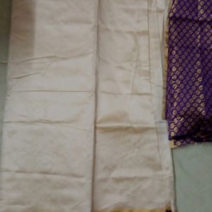 Purple&Golden Saree (With Bpuse Piece)