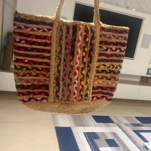 Brand new Cute Jute Bag With Colourful Hand Work