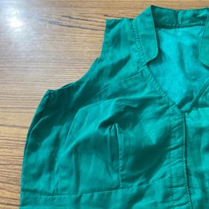 Raw Silk Green Blouse