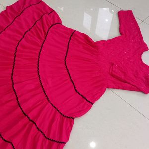 Pink Layer Frok For Girls