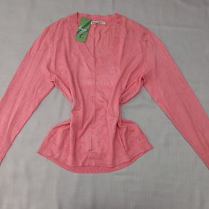 New Pink Korean V Shape Sweater..