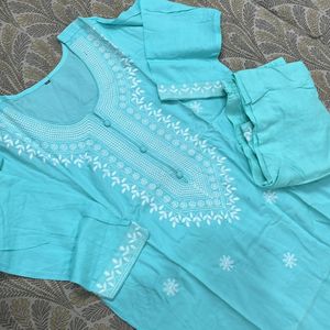 Sky Blue Cotton Two Piece