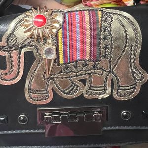 Beautiful Elephant Embroidered Clutch Cum Sling