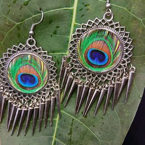 Unique More Pankh Silver toned earrings