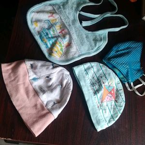 Baby Caps,bib And Face Mask(hand Made)