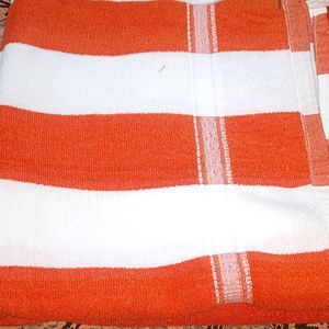 BRAND NEW ORANGE With White STRIPE BATH TOWEL