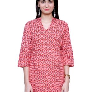 Red And White Cotton Kurta