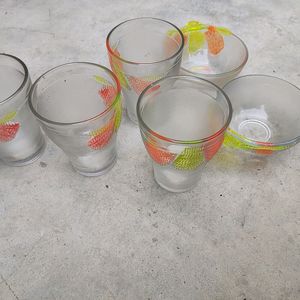 GLASS AND BOWLS SET Of 6 ( 4 Glasses 2 Bowl