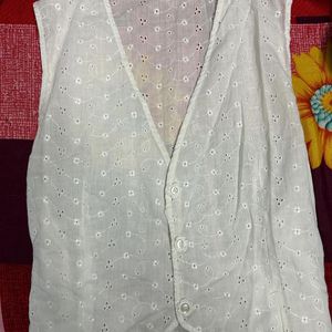 chikankari white vest top