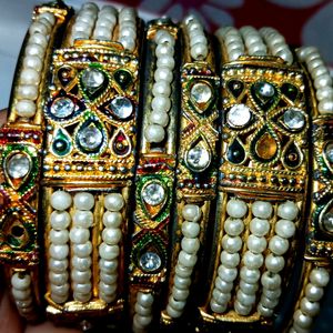 Set Of Pearl Marwadi Bangle