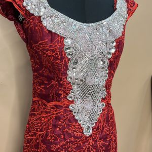 Red Embellished Gown