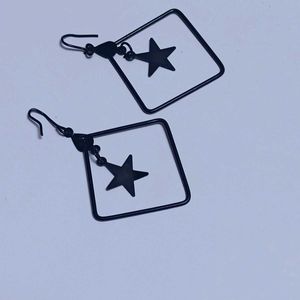 Black Star Hanging Earrings