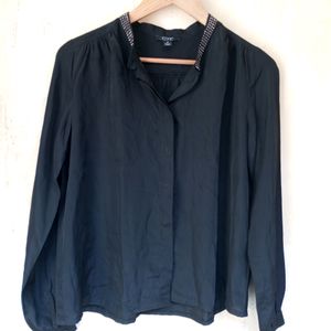 Black Casual Button Up Top (Women)