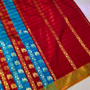 Multi Colour Pure Kanjeevaram Silk Saree