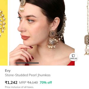 Beautiful Heavy Jhumka With Mangtika Set