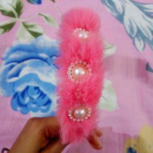 Pink Coloured Hairband With Fur