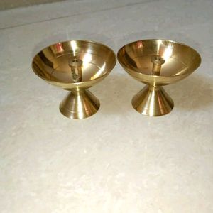 Pack Of 2 New Brass Diya