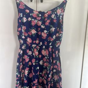 Floral Blue Dress With Styled Back