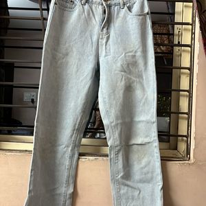 High Waist Single Button Blue Jeans For Women