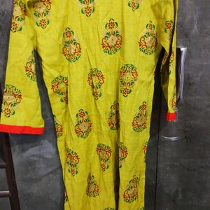 Green Kurta With Oil Print