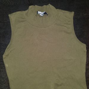 Olive Green Crop Top Only Rs.299