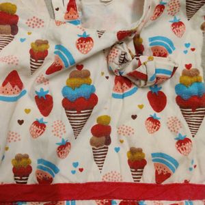 Ice Cream & Strawberry Printed Lovely Frock