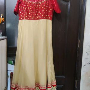 Red And Golden Gown For Functions