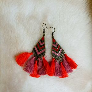 Pink Tassels Bohemian Earings