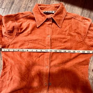 Corduroy Shirt/Jacket: Orange: Large