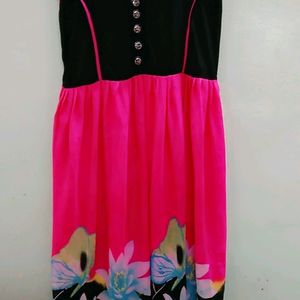 Pink And Black Frock