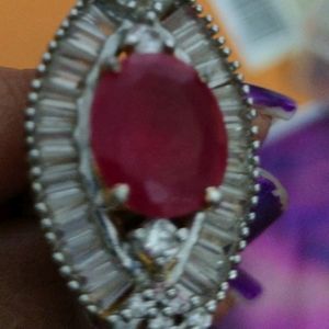 Gold Beautiful Ring With Dark Pink Stone