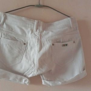 A White Colour Denim Short