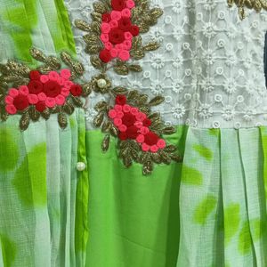 Green End White Multi Colour Dress