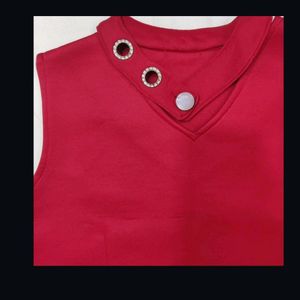 Women's red v-neck top