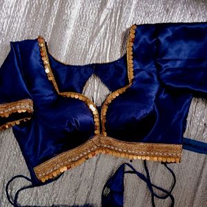 New Satin Designer Navy Blue Blouse