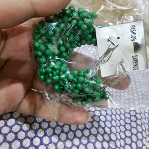 Green Hoop Earrings