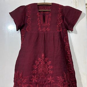 Maroon Chinkankari Half Kurta