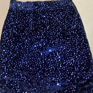 Blue Sequin Velvet Skirt