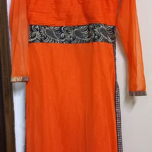 Elegant Ethenic Dress Orange/coral