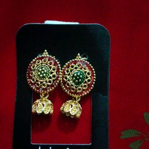 Golden Red Jhumkis