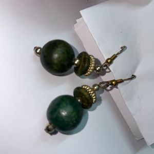 Ethnic Earrings Dark Green Colour