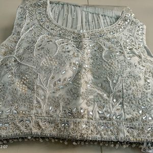 One Time Use Silver Lehenga