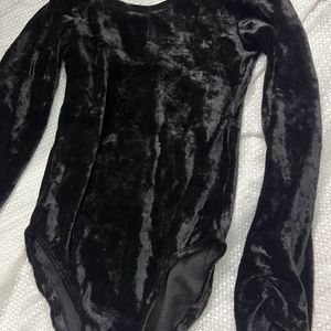 H&M Style Black Velvet Bodysuit