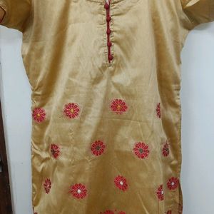 Beautiful Golden Red Kurta