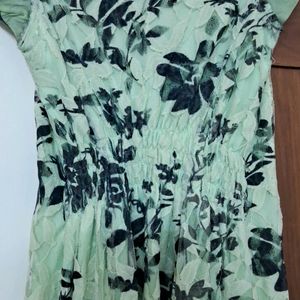 Pista Green Floral Dress