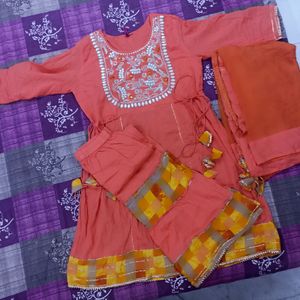 Frock Plazo Suit Dupatta Set