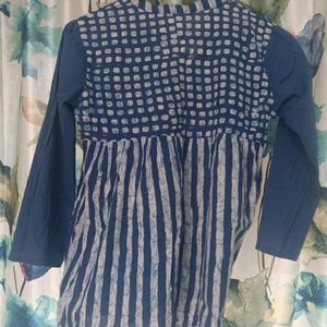 Dual Print Blue Cotton Top