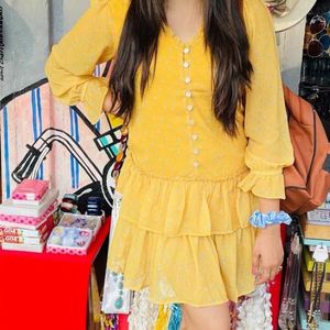 A Floral Yellow Summer Printed Dress