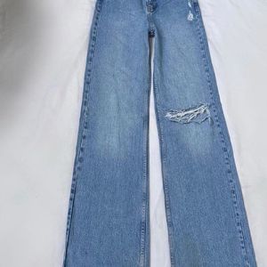 H&M Wide Leg Ripped Jeans