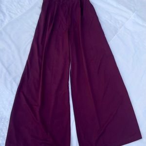 Wine Side Zip Soft Flared High rise Trouser Pants